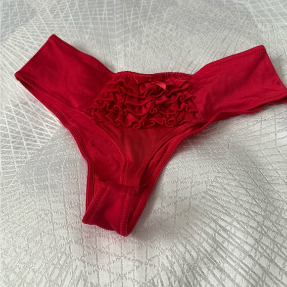 Red Ruffled Bikini Bottom - Picture 5 of 9
